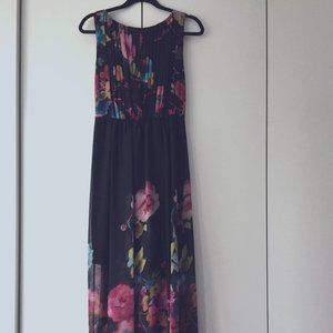 Alice and Olivia Black Floral High-Low Maxi dress